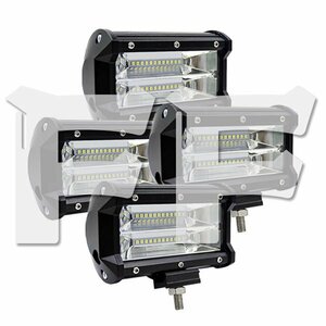 LED ワークライト 72W 5インチ 作業灯 補助灯 投光器 ホワイト 6600LM 12V/24V 建設機械 SUV トラック ランクル SM72W 4個 新品