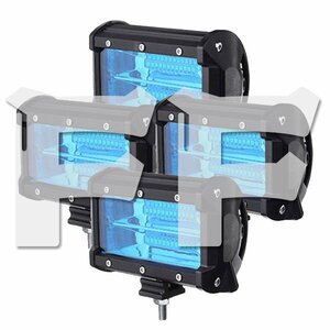 LED ワークライト 72W 5インチ 作業灯 補助灯 投光器 ブルー 6600LM 12V/24V 建設機械 SUV トラック ランクル SM72W 4個 新品