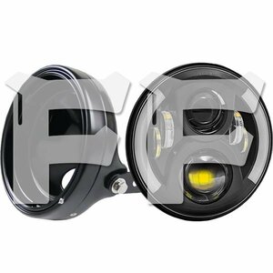 ハーレー ヤマハ ホンダ スズキ カワサキ LED 7インチ 45W ヘッドライト ハウジング Hi.Low.DRL.ウインカー HL-B-MS-6081 新品