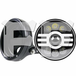 送料無料.. ハーレー ヤマハ ホンダ スズキ カワサキ LED 7インチ 60W ヘッドライト ハウジング Hi.Low.DRL.ウインカー HL-B-O 新品