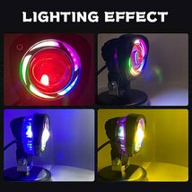 送料無料.. 多彩 RGB ストロボ機能 LED ワークライト フォグランプ オートバイ SUV ATV ボート 警告灯 建設機械 12V/24V XGP-RGB 2個 新品_画像6