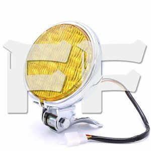 5インチ オートバイ LED ヘッドライト イエロー ホンダ カワサキ ヤマハ スズキ BMW ハーレー (シルバー) FG-L 新品