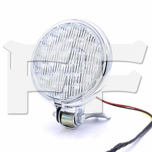 5インチ オートバイ LED ヘッドライト ホワイト ホンダ カワサキ ヤマハ スズキ BMW ハーレー (シルバー) FG-L 新品