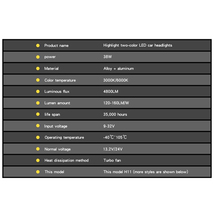 LEDライト 36W HB4 スイッチのON/OFFで3000K.イエロー/6000K.ホワイト切替 4800LM 取付簡単 COBチップ C6S-HB4 2個 新品_画像7