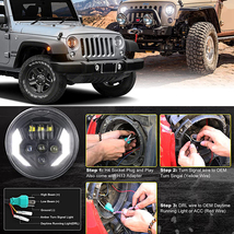 Jeep JK JKU TJ LJ スズキ ジムニー ハマー H2 HI.Low.DRL.ウインカー 7インチ LED ヘッドライト ホワイト 12V 2個 OL-2172R 新品_画像5