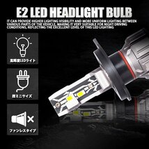 送料無料.. H7 40W LED ヘッドライト フォグランプ ファンレス CSPチップ 光軸調整可能 6500K 8000LM 新車検対応 E2-H7 2個 新品_画像2