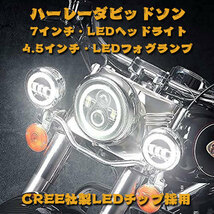 ハーレーダビッドソン CREEチップ LED 7インチ ヘッドライト 4.5インチ フォグランプ 60W オートバイ ブラケット MS-ST3B 新品_画像2
