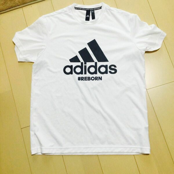 adidas スポーツTシャツ　レディースXL メンズL相当　 アディダス 半袖Tシャツ ロゴ