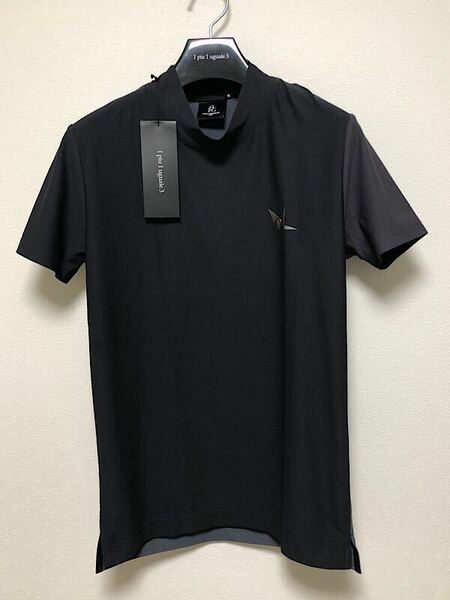 新品即決★1PIU1UGUALE3 GOLF定3.4万クレイジー柄モックネックTシャツ黒