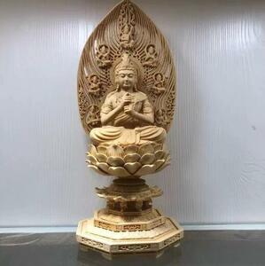  large day .. seat image ornament precise skill Buddhist image tree carving sculpture handicraft ... finishing goods height 31cm