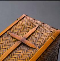 竹編みバッグ茶道具収納手編みバッグ和風弁当バッグ竹包み_画像5