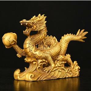 "人気新品！銅置物 龍 置物 高級品 銅製 細工銅金工 銅 風水 置物 龍 ドラゴン 開運 龍置物 龍の縁起物置物 17 cm"の画像1