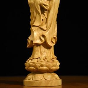 小葉黄楊木彫り如意観音神像置物の画像7