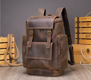  original leather rucksack men's leather backpack rucksack outdoor 14 -inch PC correspondence commuting going to school casual combined use ti bag 