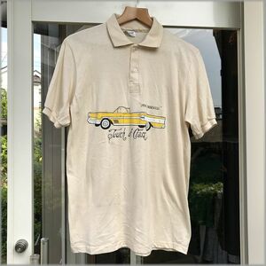 *USA made 80s 90s Ame car print polo-shirt size L 1958 BONNEVILLE* inspection Stedman Vintage T-shirt Pontiac Bonneville 