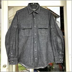 ★BANANA REPUBLIC バナナリパブリック　90s　コットン　長袖シャツ　S　ビッグシルエット　ブラック 黒★検 バナリパ ビンテージ 古着