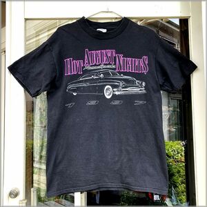 ★90s 1997　アメ車　イベント　Tシャツ　HOT AUGUST NIGHTS　Reno-Sparks　M　ヘインズ　USA製生地　ブラック　アメリカ買付★ ビンテージ