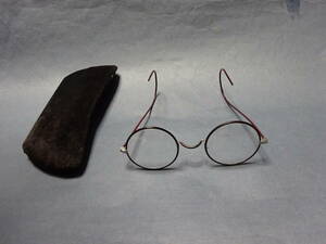 (8-3) old glasses retro circle glasses Vintage antique 