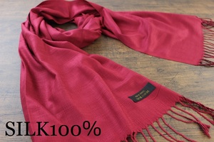  new shortage of stock hand [ silk 100% SILK] plain wine red W.RED red Plain large size stole 