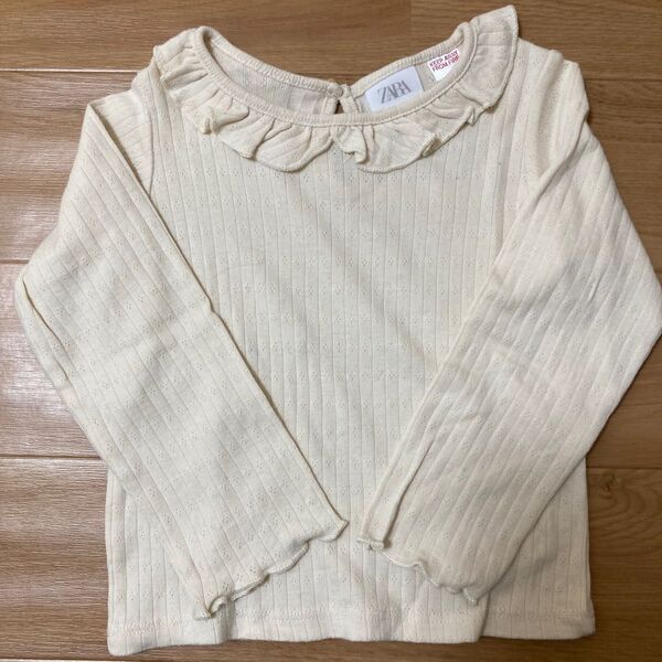 ZARA 襟付き 長袖 Tシャツ オフホワイト