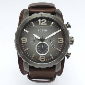 【5-25】 FOSSIL フォッシル JR1424 クロノグラフ クォーツ 革ベルト メンズ腕時計 USED 電池切れ 動作未確認の画像1