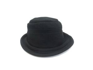 【5-148】Borsalino ボルサリーノ ハット ウール ニット 帽子 レディース ブラック 黒 L〜M 59cm〜57.5ｃｍ