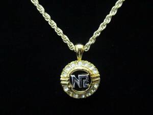 【5-155】NINA RICCI ニナリッチ ネックレス NRロゴ ラインストーン ゴールドカラー アクセサリー