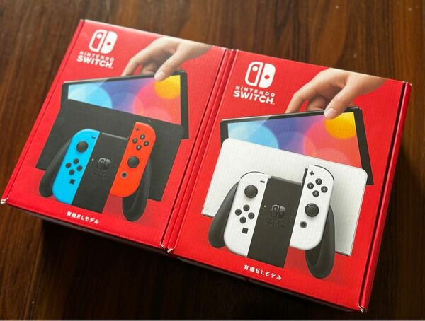 二台セット！Nintendo Switch 有機ELモデル ホワイト ネオンレッド ネオンブルー　