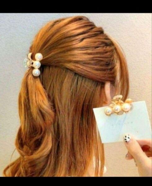 韓国ヘアアクセサリー パールミニバンズクリップ 可愛いヘアピン 結婚式 女子会 小さめ髪飾り　ミニヘアアクセ