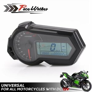 LRM1549★ オートバイ 液晶デジタル スピードメーター ユニバーサル 走行距離 2,4 シリンダー atv 12000 rpm With Sensor-B