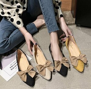 LRM404* lady's low heel pumps women's shoes soft ribbon attaching stylish commuting going to school 