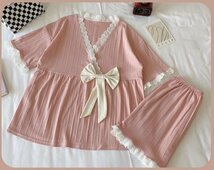 LRM531★パジャマ　レディース　オシャレ　上下セット　半袖　部屋着　ルームウェア　お姫様　薄手 可愛い　_画像5