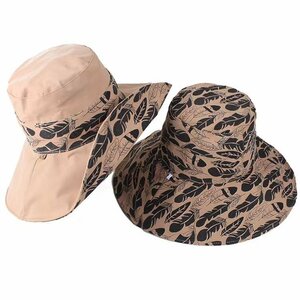 LRM522春夏の女性の帽子韓版のファッションの両面の漁師の帽子折り畳むことができます布の帽子日よけの帽子砂浜の大きい沿盆の帽子の木の葉