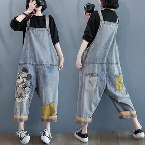 OHJ262☆新品夏物 春秋レディース おしゃれ サロペット ゆったり デニムパンツ オーバーオール(M-2XL)