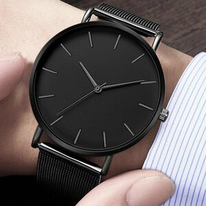 男性腕時計クォーツカジュアルシンプルな金属時間リロイ石英時計 Montre メッシュステンレス鋼 erkek kol saati masculino