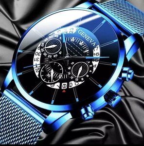 腕時計 高級 メンズ 防水 おしゃれ ブランド ビジネス スポーツ クロノグラフ 安い Blue