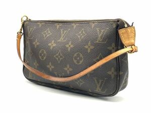 ★1円スタート　美品 LOUIS VUITTON ルイヴィトン アクセソワール モノグラム ポシェット ハンドバッグ ポーチ ブラウン レザー