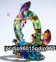 人気美品 魚瑠璃工芸品装飾品水晶置物_画像7