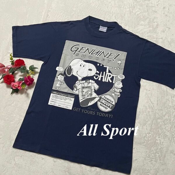 All Sport USA製 スヌーピープリントTシャツ USAのL 即発送