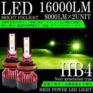 送料無料 高輝度 LEDヘッドライト LEDフォグランプ HB4 16000lm アップルグリーンレモン 2本 LEDバルブ