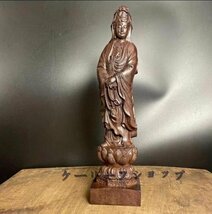 【ケーリーフショップ】沈香木彫り 仏像 観音菩薩 観音像 置物 彫刻 高さ：20cm_画像1