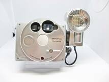USED OLYMPUS O・product アルミニウム コンパクト フィルムカメラ 1988 シャッター動作、ストロボ発光確認済 35mm 1:3.5 2万台限定品_画像1