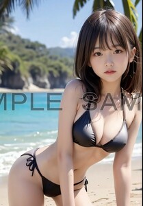 【 高画質 イラスト アート ポスター A4 】グラビア 美人 美女 写真 水着 巨乳 アイドル かわいい メイド コスプレ g-1086