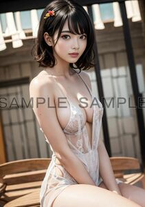 【 高画質 イラスト アート ポスター A4 】グラビア 美人 美女 写真 水着 巨乳 アイドル かわいい メイド コスプレ g-2308