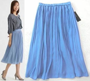 ■トランスワーク大きいサイズ44サテンシフォンプリーツスカート/ブルー20,900円■