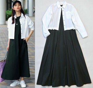 ■23区大きいサイズ44【CLASSYコラボ】シャツアンサンブルワンピース黒40,700円■