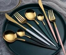 4点セット☆クチポール風　テーブルスプーン　フォーク　 洋食器　カトラリー 新品 ☆カラーC_画像7