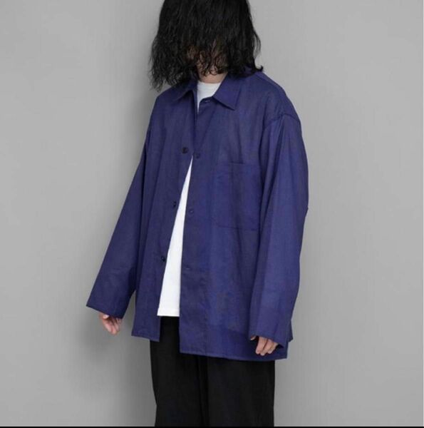 comoli 23SS 1 空紡オックスシャツジャケット NAVY ベタシャン