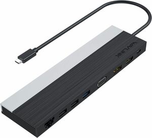 WAVLINK USB-C 4Kトリプル MST ドッキングステーション100W 出力 USB3.0/USB-C 4K HDMI ＤＰ/VGAポート SD/TFカード 音声出力