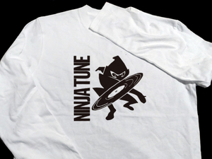 送込　Ninja Tune ニンジャチューン London ロンT 長袖Tシャツ 白 Mサイズ